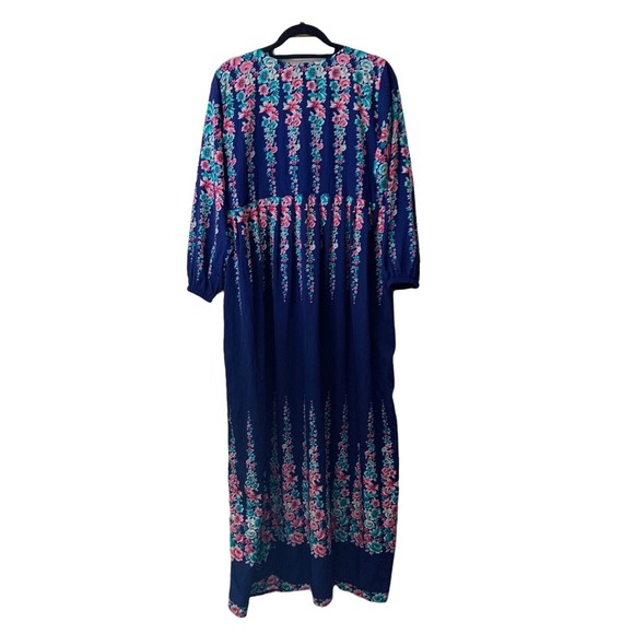 Vintage Women Kaftan Size Medium  Blue Sameera Fashion Dress Loose Long … - Picture 2 of 12